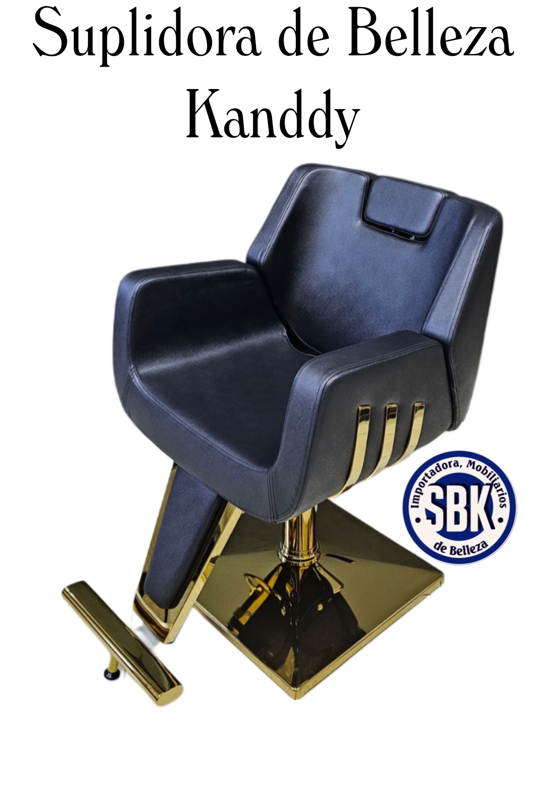 Silla de peluqueria dorada.